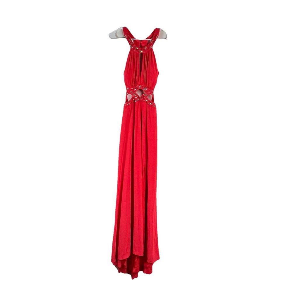 Vintage Y2K Morgan and Co. Beaded Sequin Prom Formal Dress Juniors Size 6 Red